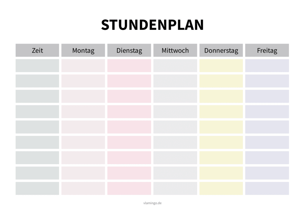 stundenplan zum ausfüllen und ausdrucken