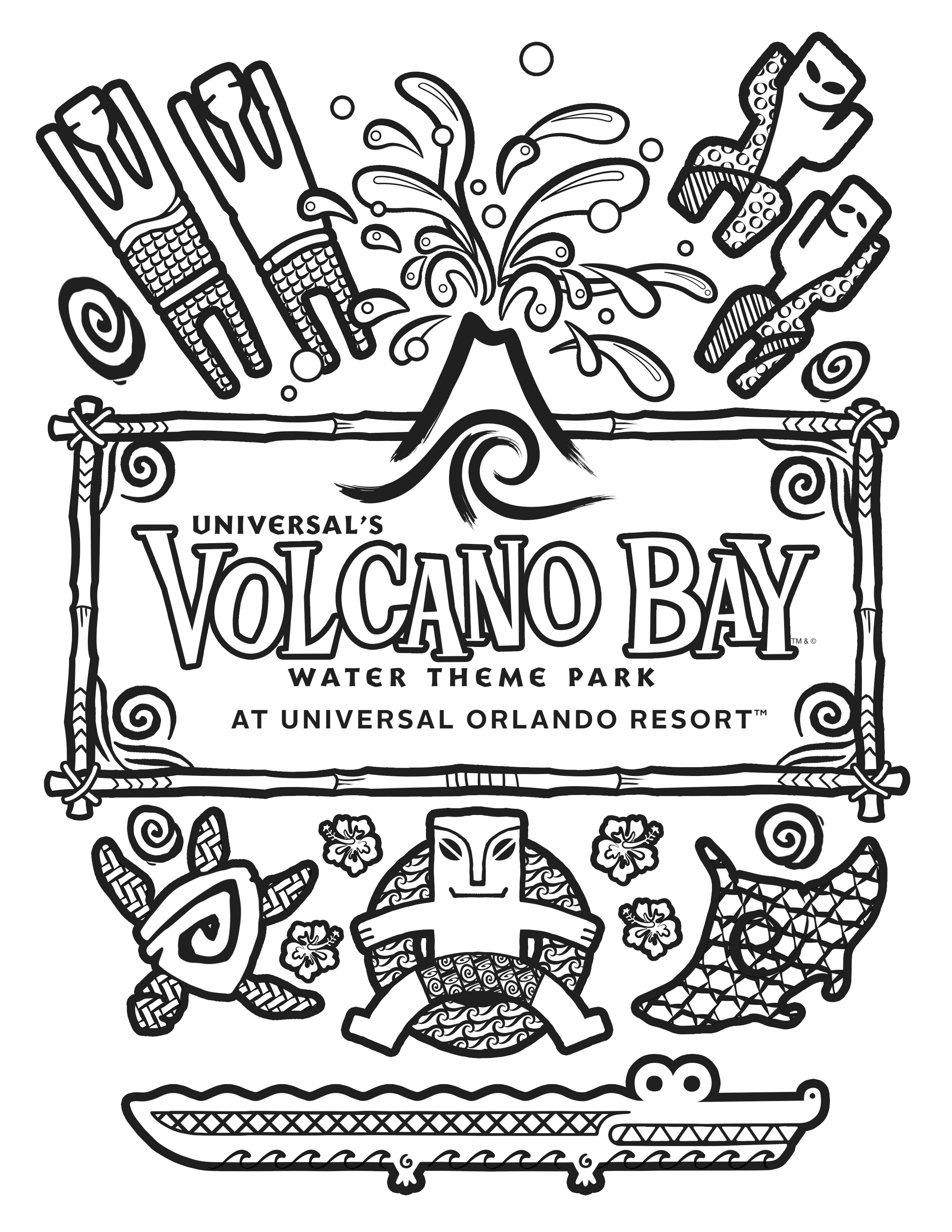 Coloring Pages for Universal Volcano Bay Water Theme Park