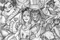 alice in wonderland creepy horror coloring pages