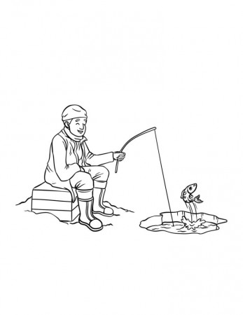 ice fishing coloring pages