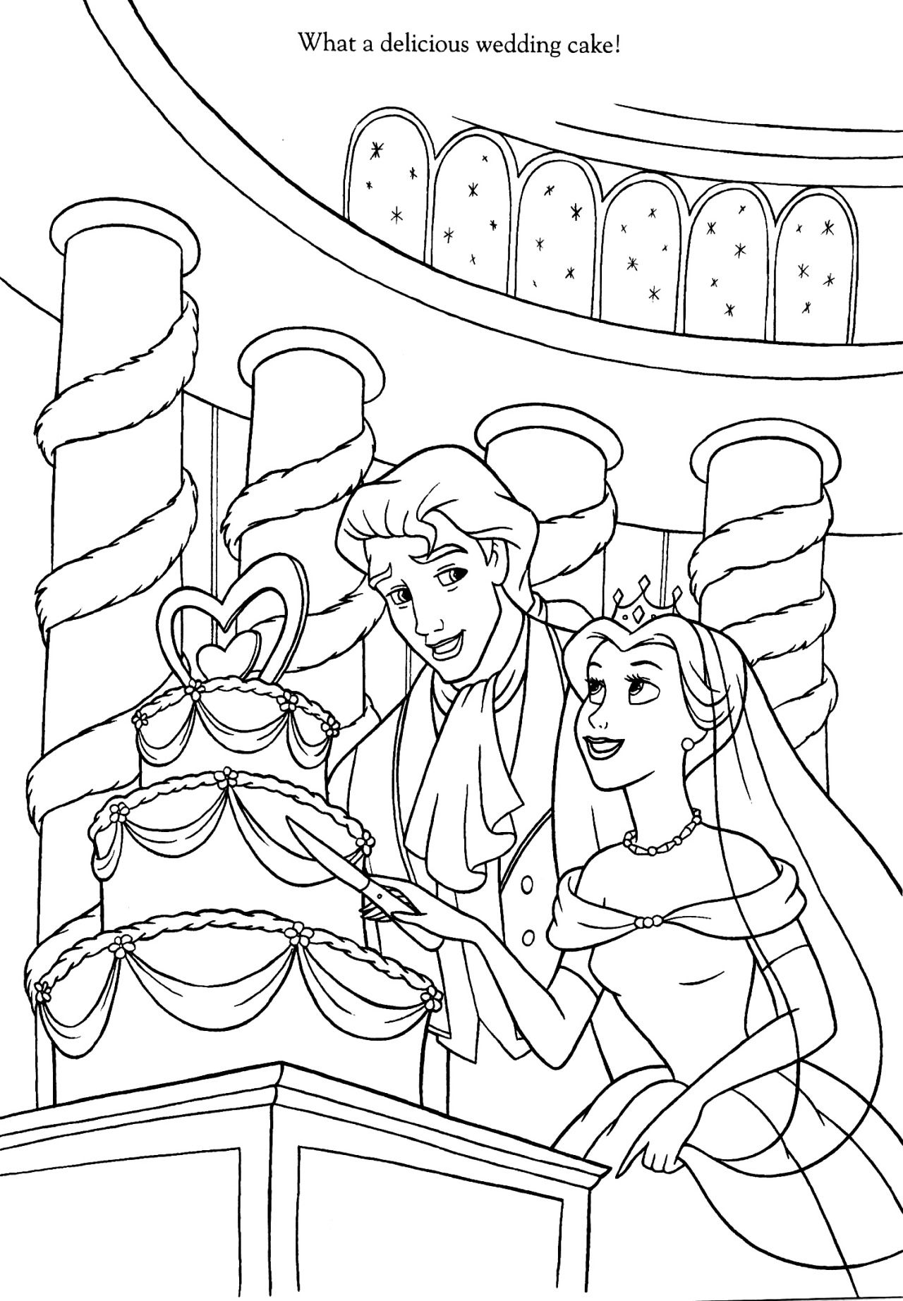 disney princess wedding coloring pages