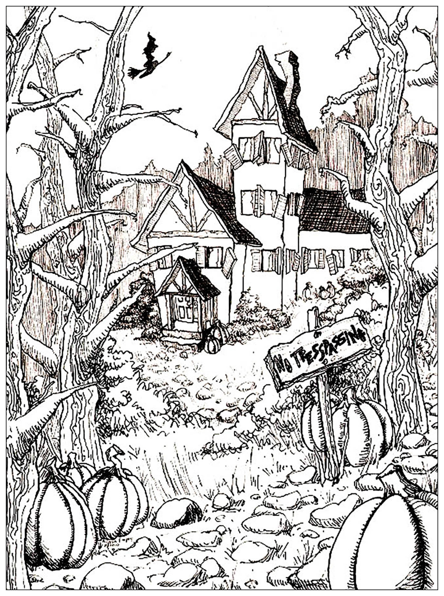 spooky pumpkin coloring page