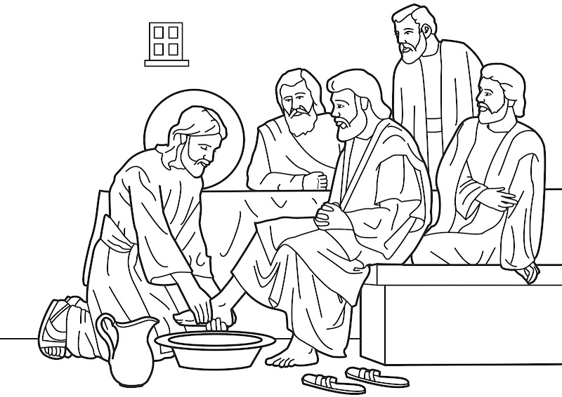 jesus washes the disciples feet coloring page