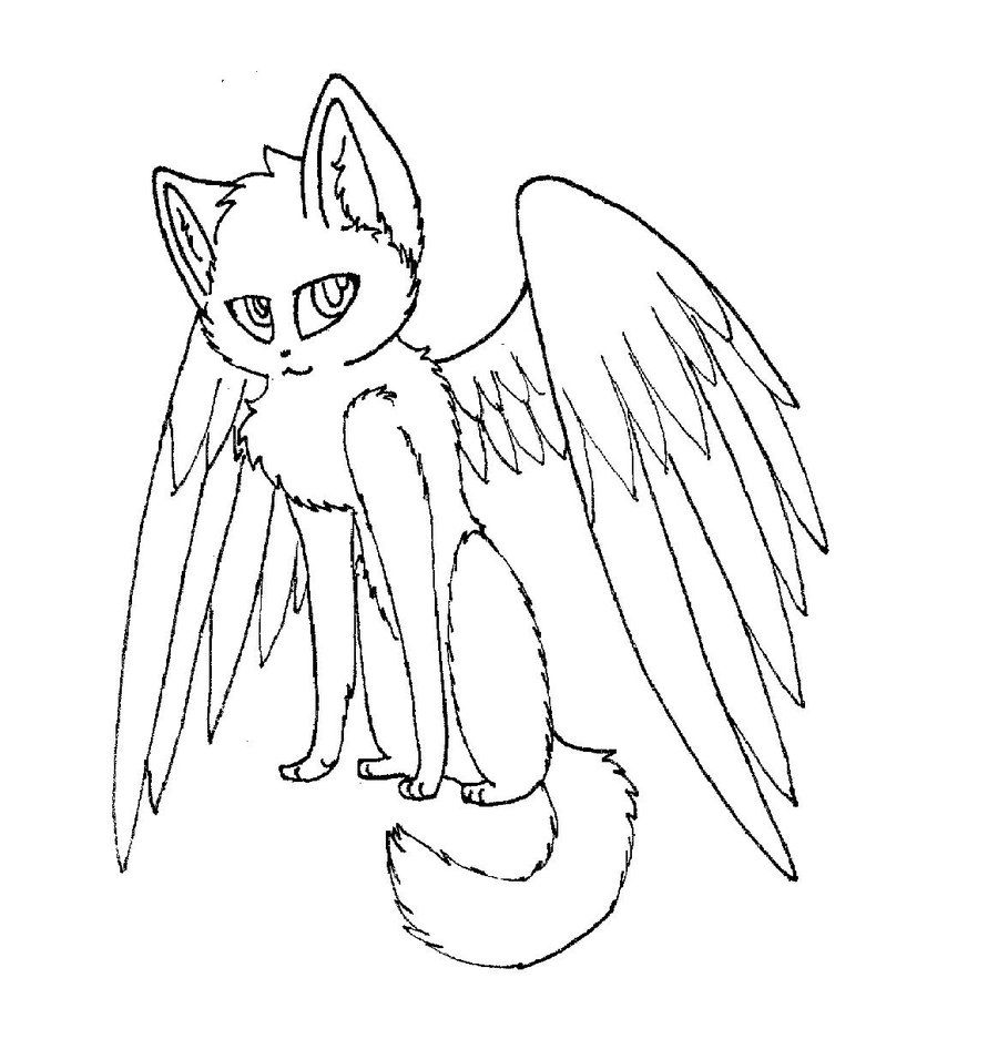 cat with wings coloring pages