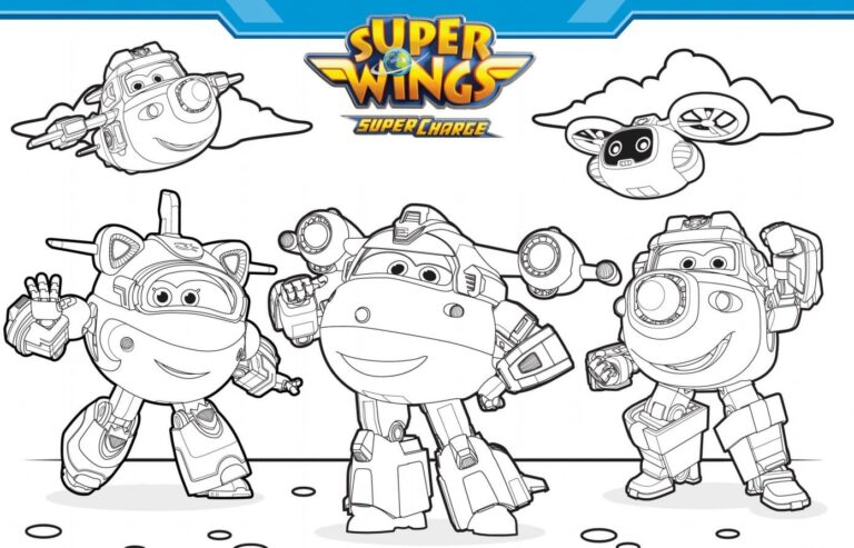 Super Wings Ausmalbilder. Drucken Sie für Kinder