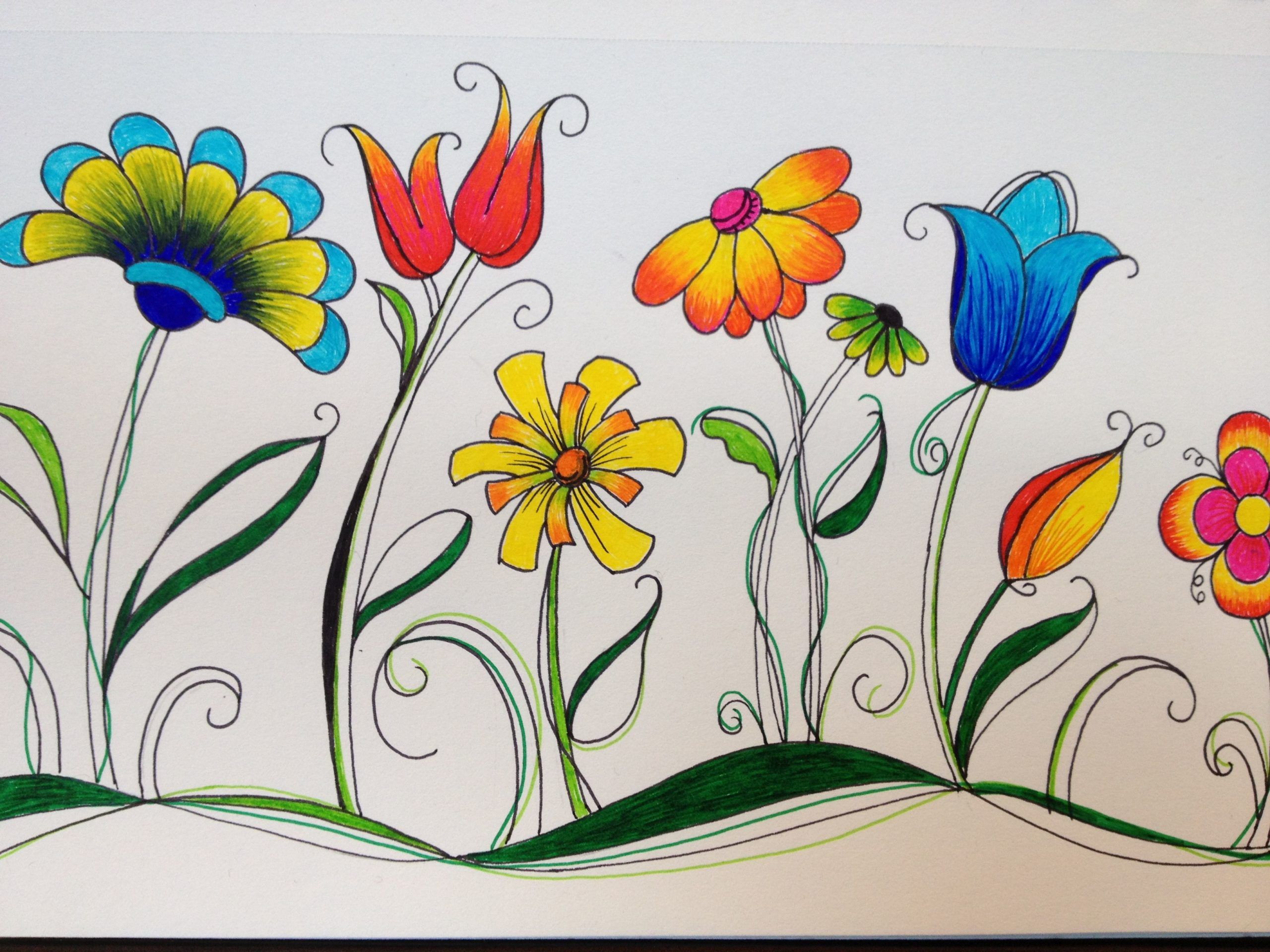 Doodling 7/18 JXS | Doodle art, Flower drawing, Watercolor paintings