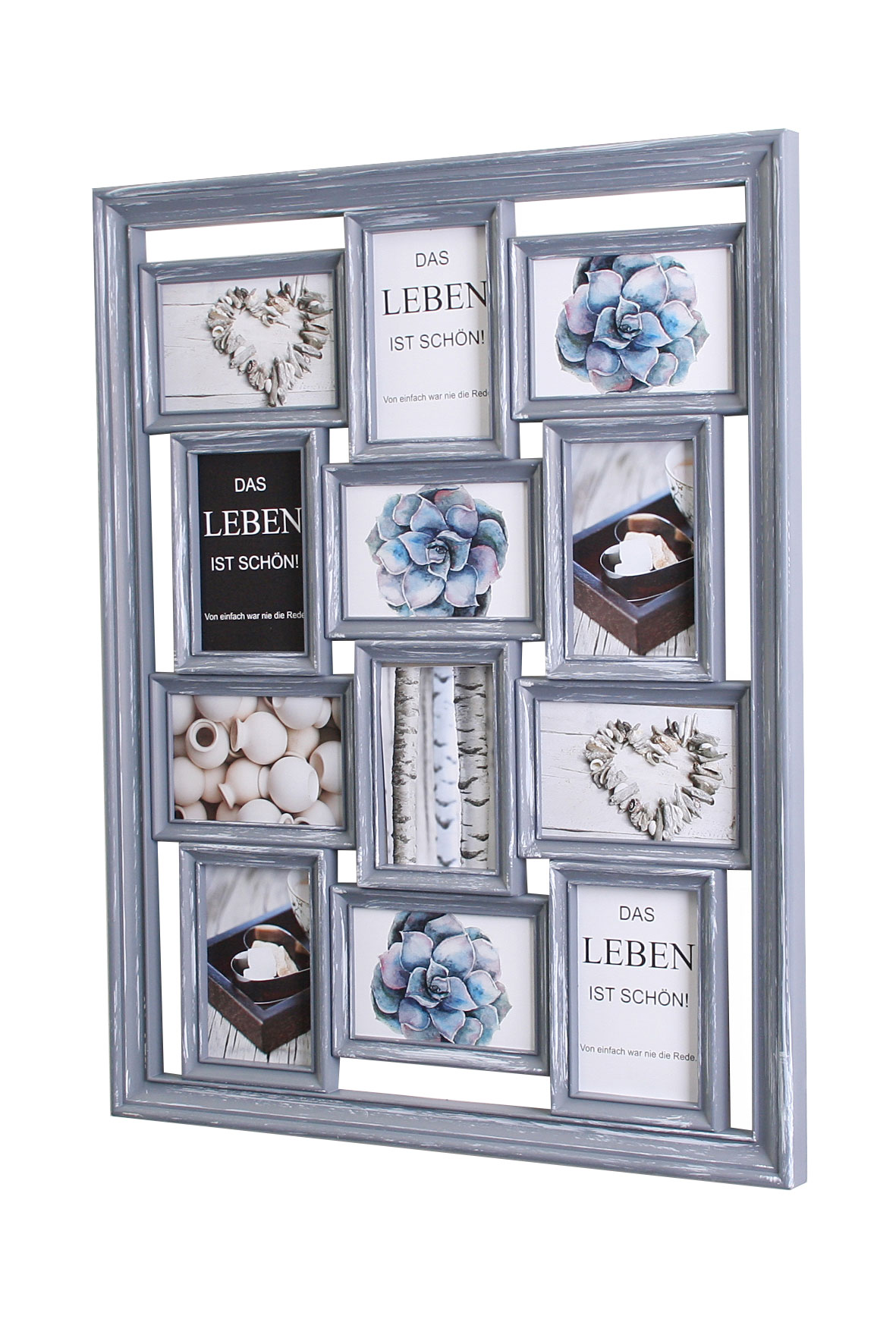 levandeo Bilderrahmen Grau Collage 52x67cm 12 Fotos 10x15 Shabby Chic