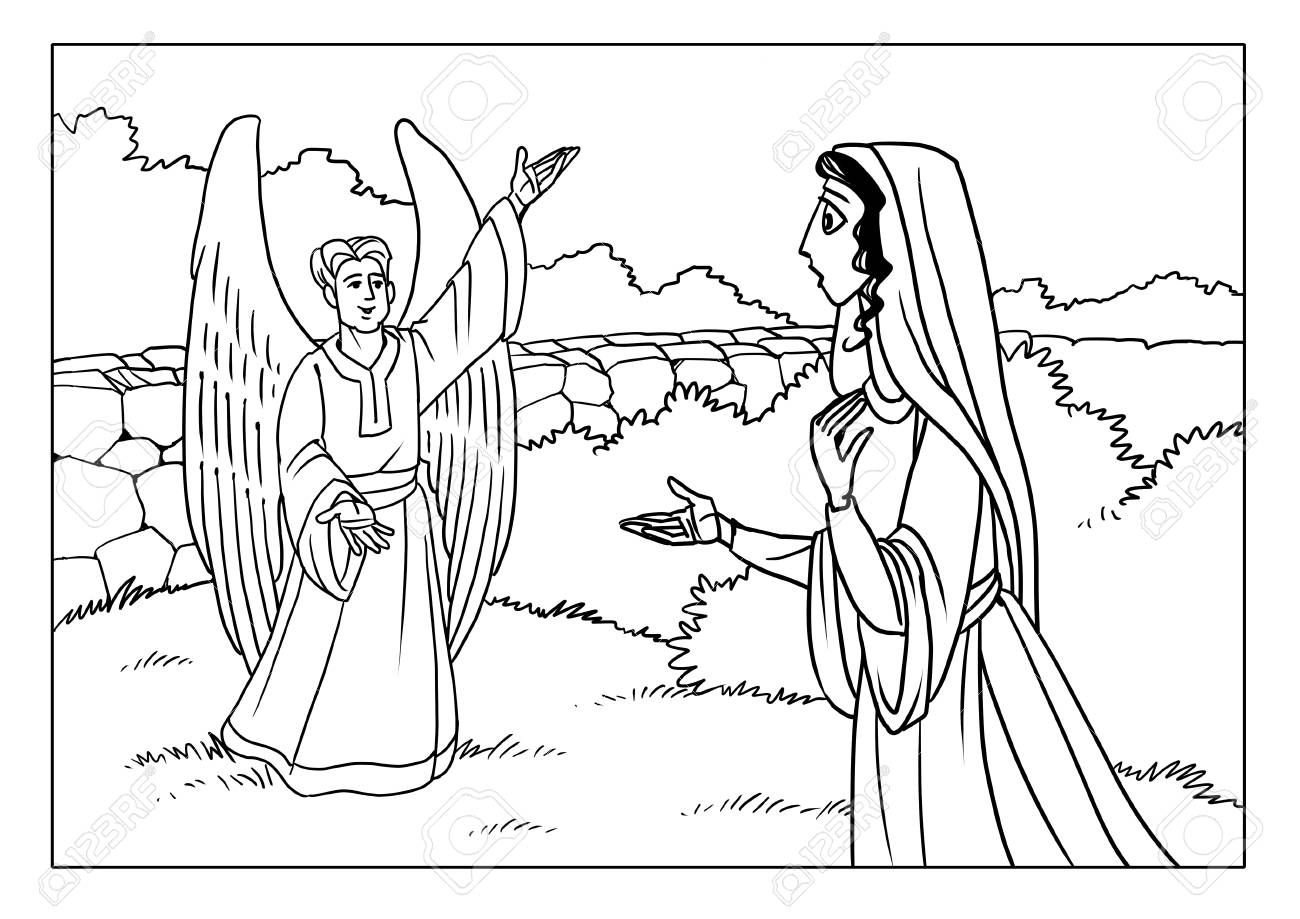 angel gabriel and mary coloring page