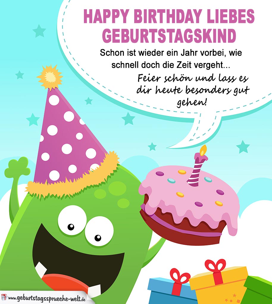 Happy Birthday liebes Geburtstagskind - Bunte Karte auch für Kinder