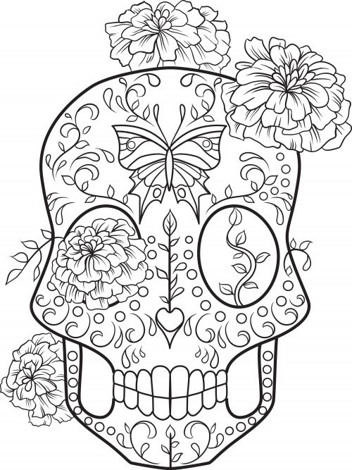 day of the dead skulls coloring pages