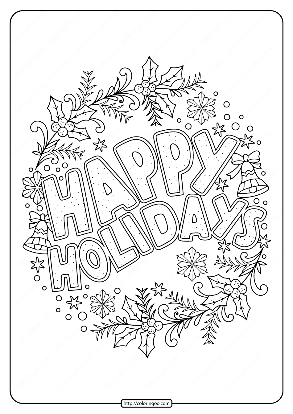 free printable happy holidays coloring pages