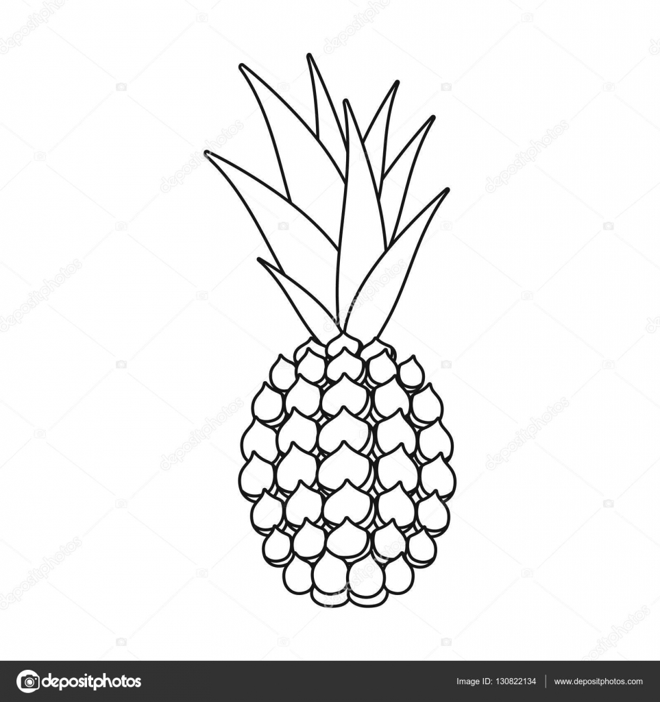 Ananas-Symbol im Umrissstil isoliert auf weißem Hintergrund. Früchte