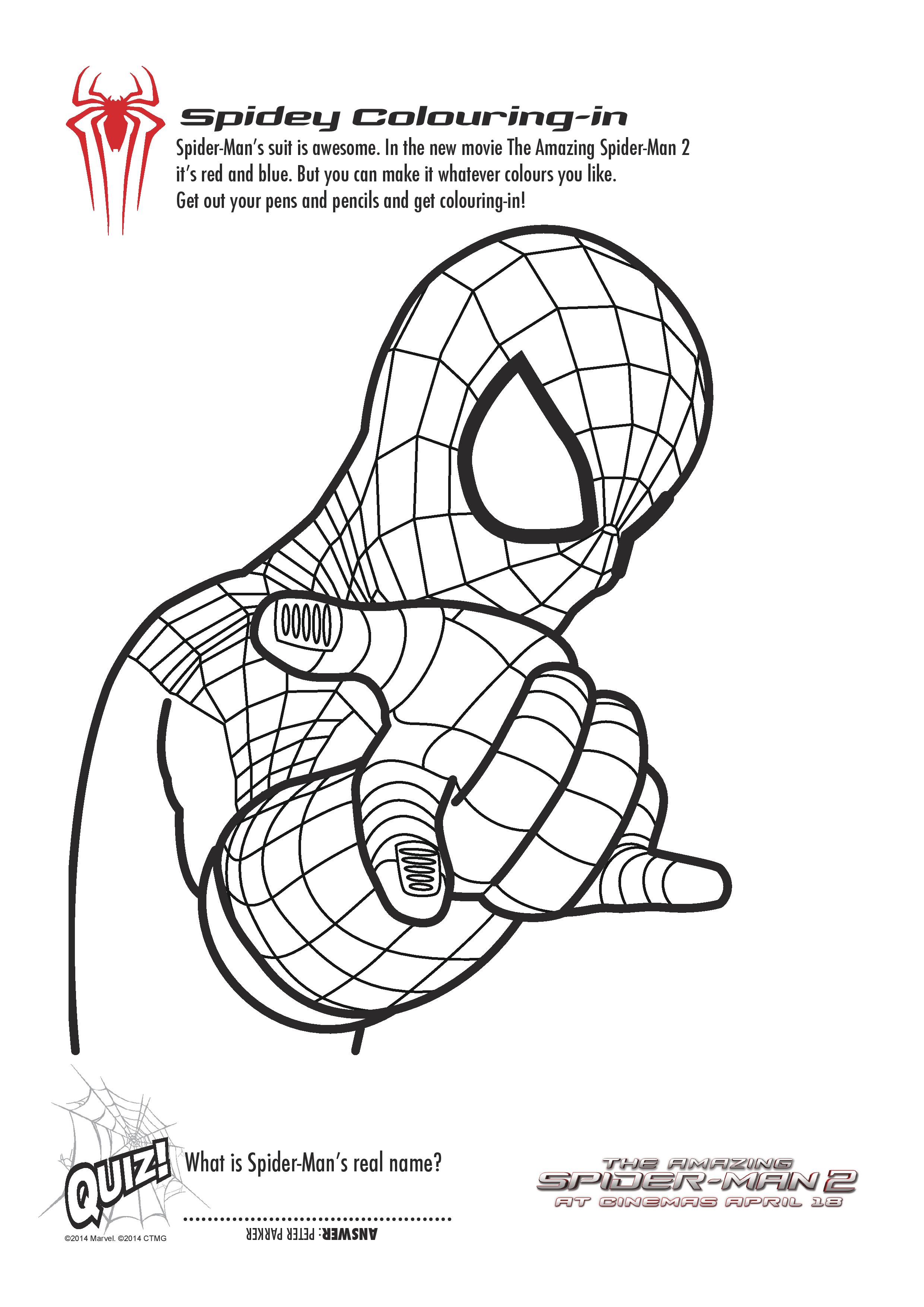 Free Printable Spiderman Colouring Pages and Activity Sheets - In The