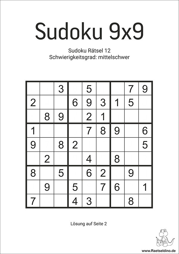 sudoku mittelschwer