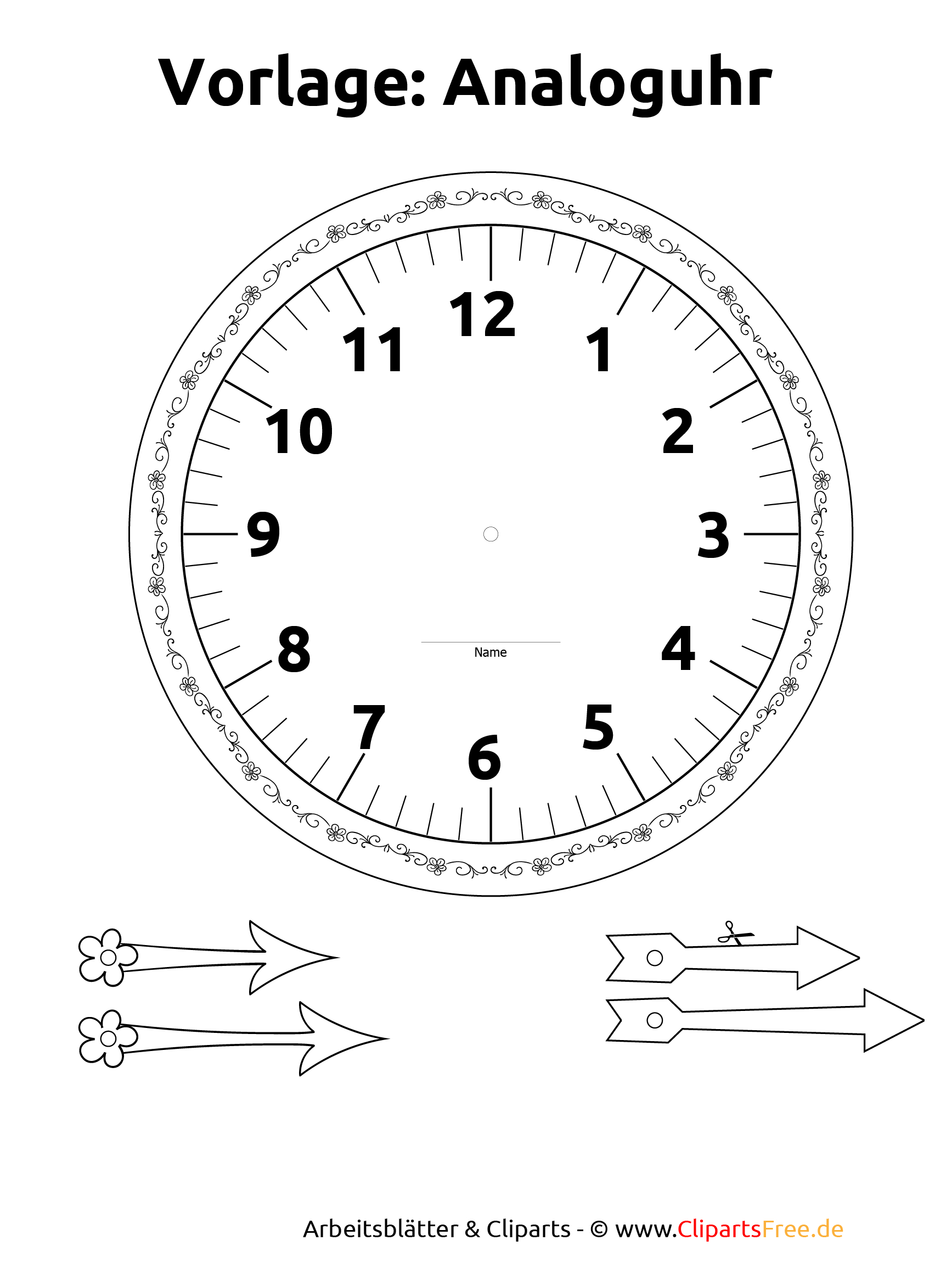 Zifferblatt Selbst Gestalten Ausdrucken mit Uhr Zum Ausdrucken