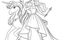 unicorn barbie coloring page