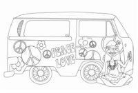 hippie van coloring pages