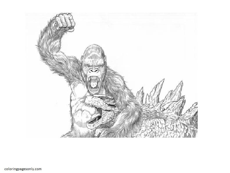 King Kong Vs Godzilla 5 Coloring Page - Free Printable Coloring Pages