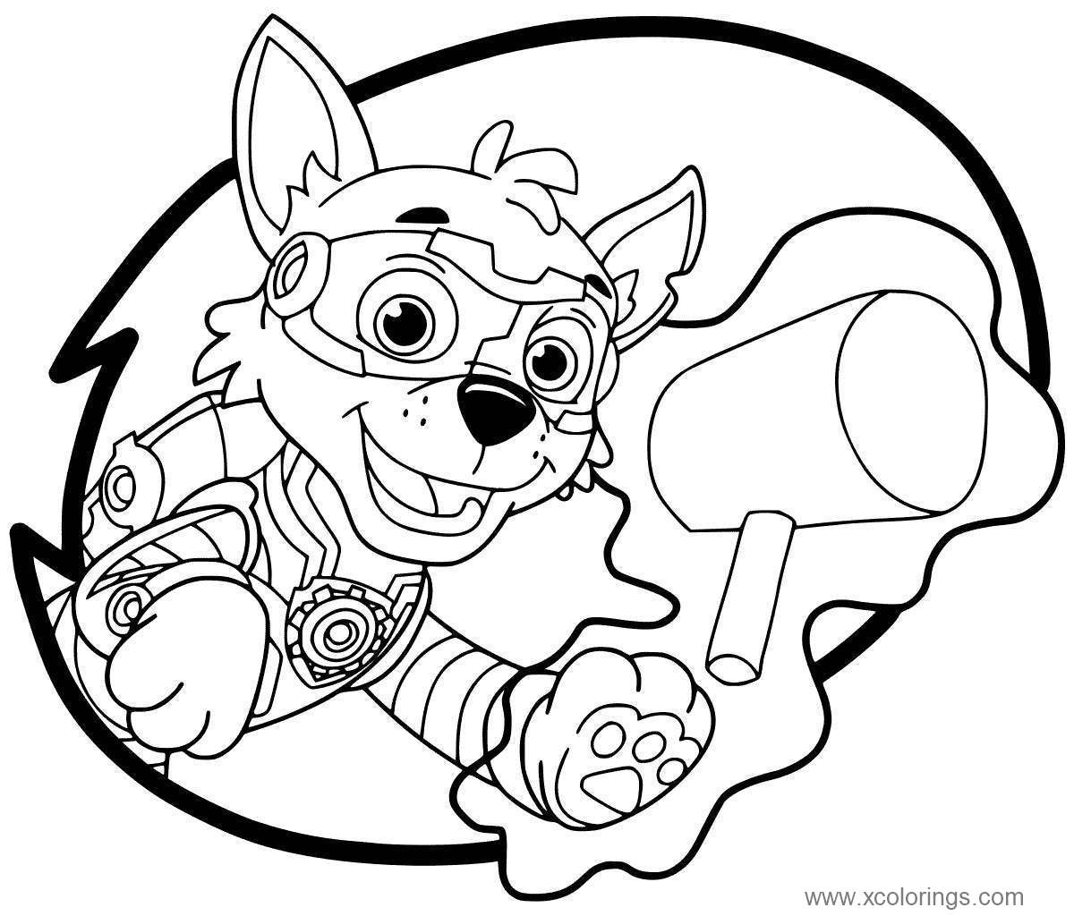 Paw Patrol Mighty Pups Rocky Coloring Pages - XColorings.com