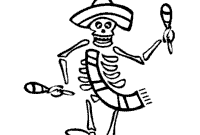 dancing skeleton coloring page