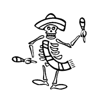 dancing skeleton coloring page