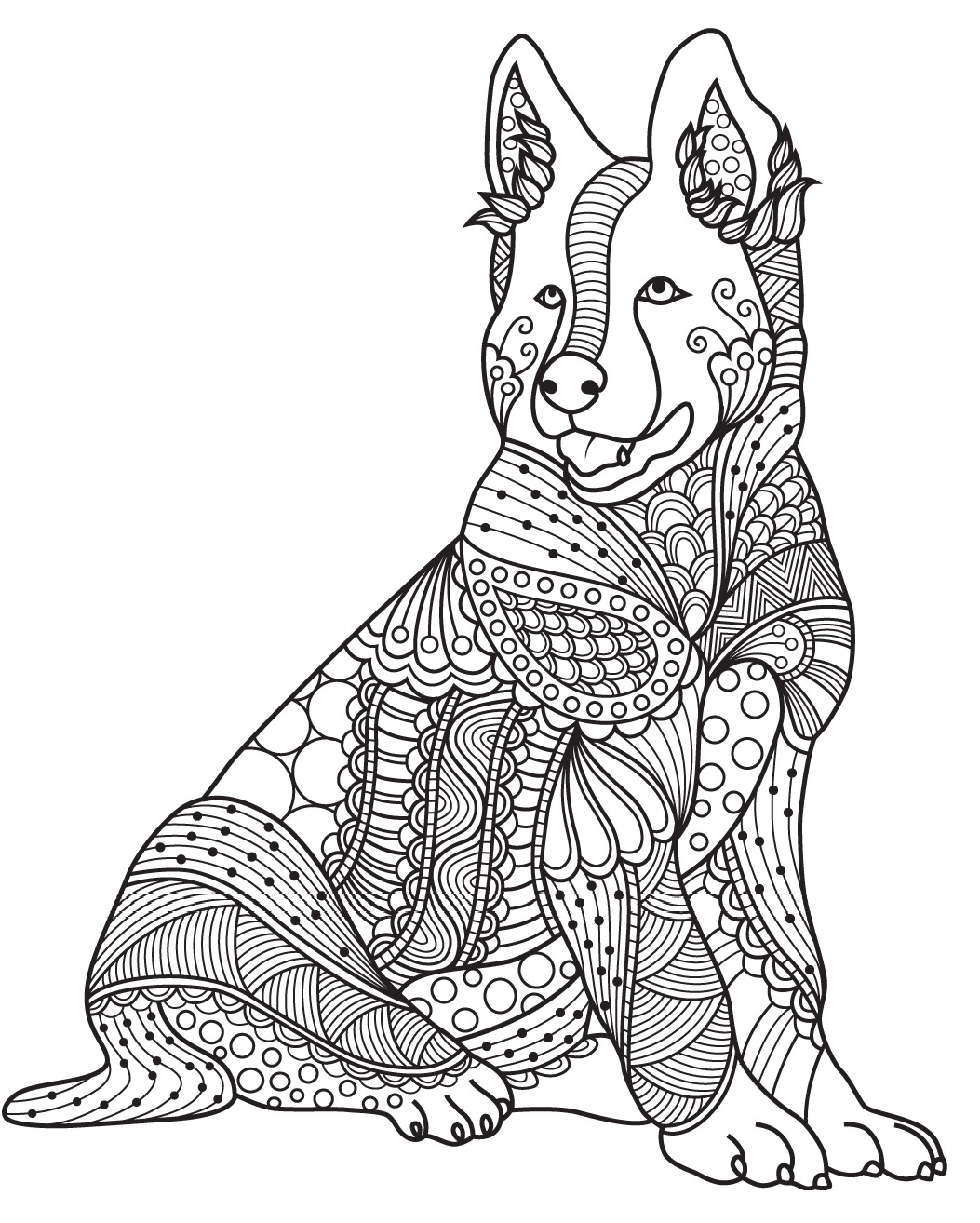 dog mandala coloring pages