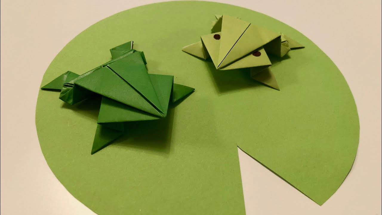 Hüpfenden Origami Frosch falten - basteln mit Papier für Kinder - DIY