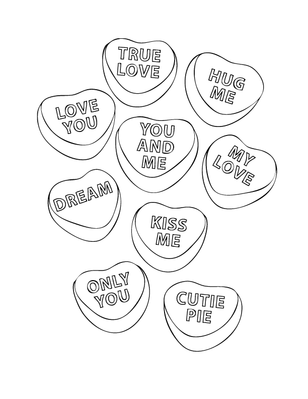 candy heart coloring pages