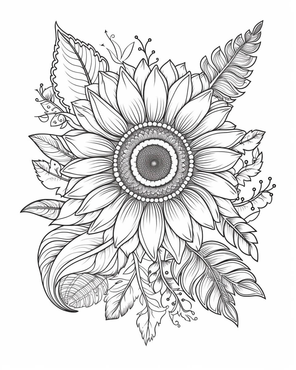 mandala sunflower coloring page