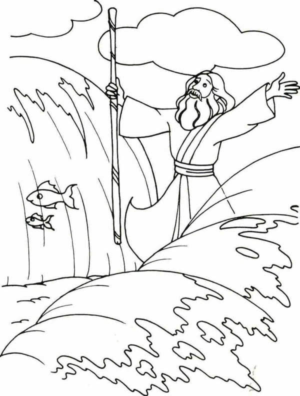 Moses Parting The Red Sea Coloring Page - Coloring Home