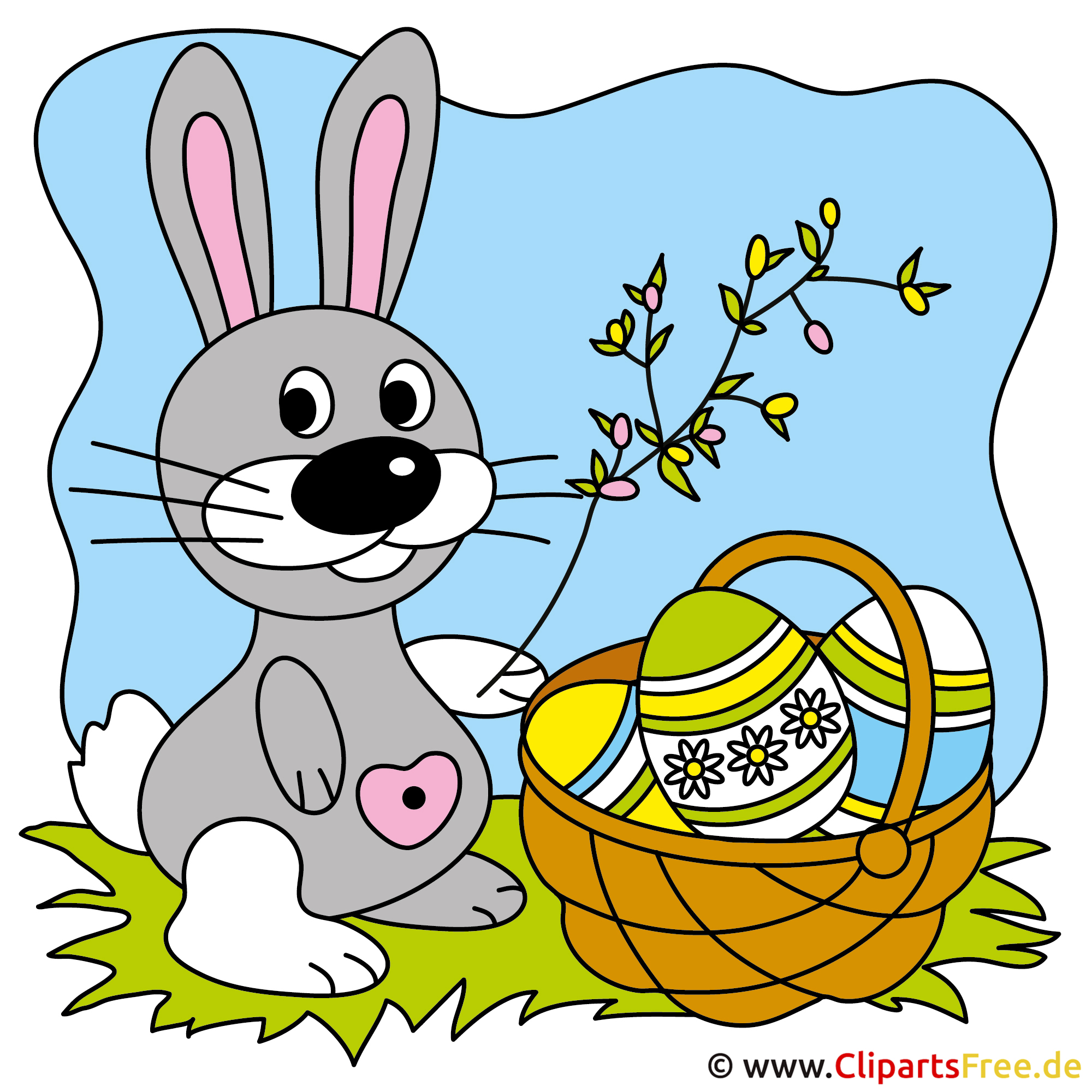 Osterhase und Ostereier Clipart