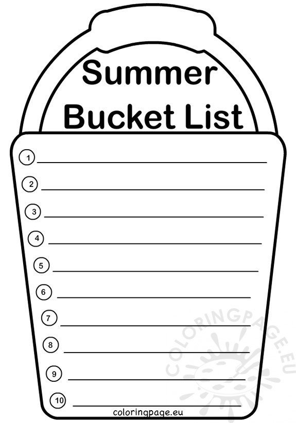 summer bucket list coloring page