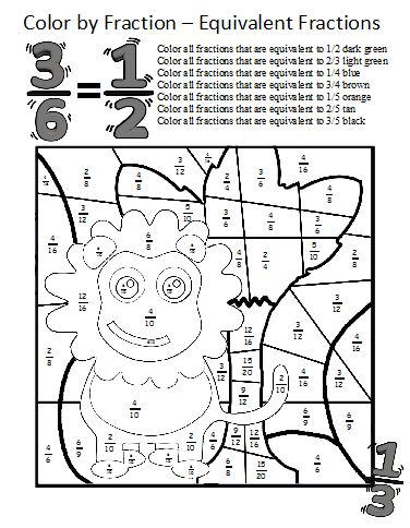 fraction coloring pages