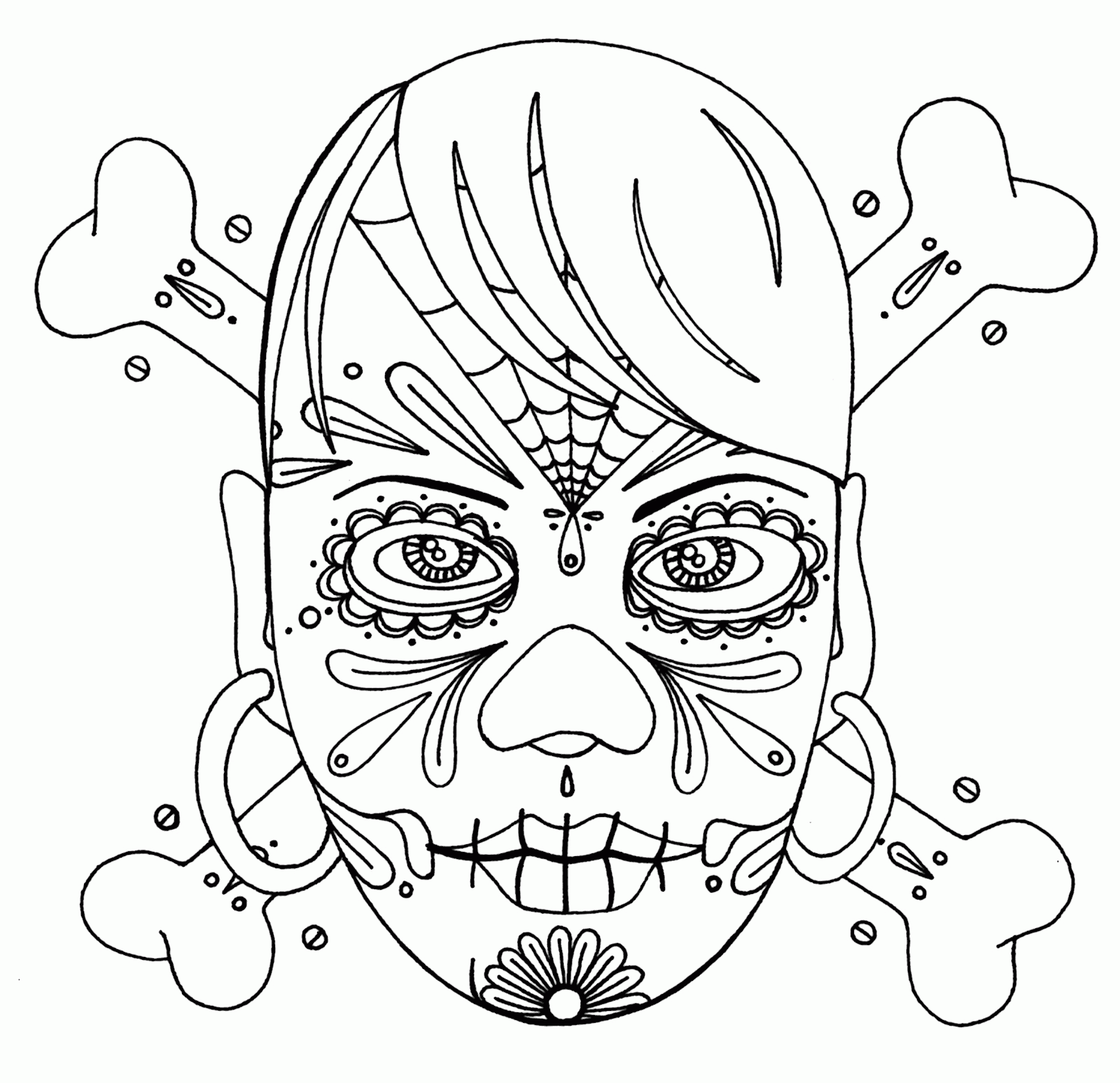 skulls and roses coloring pages