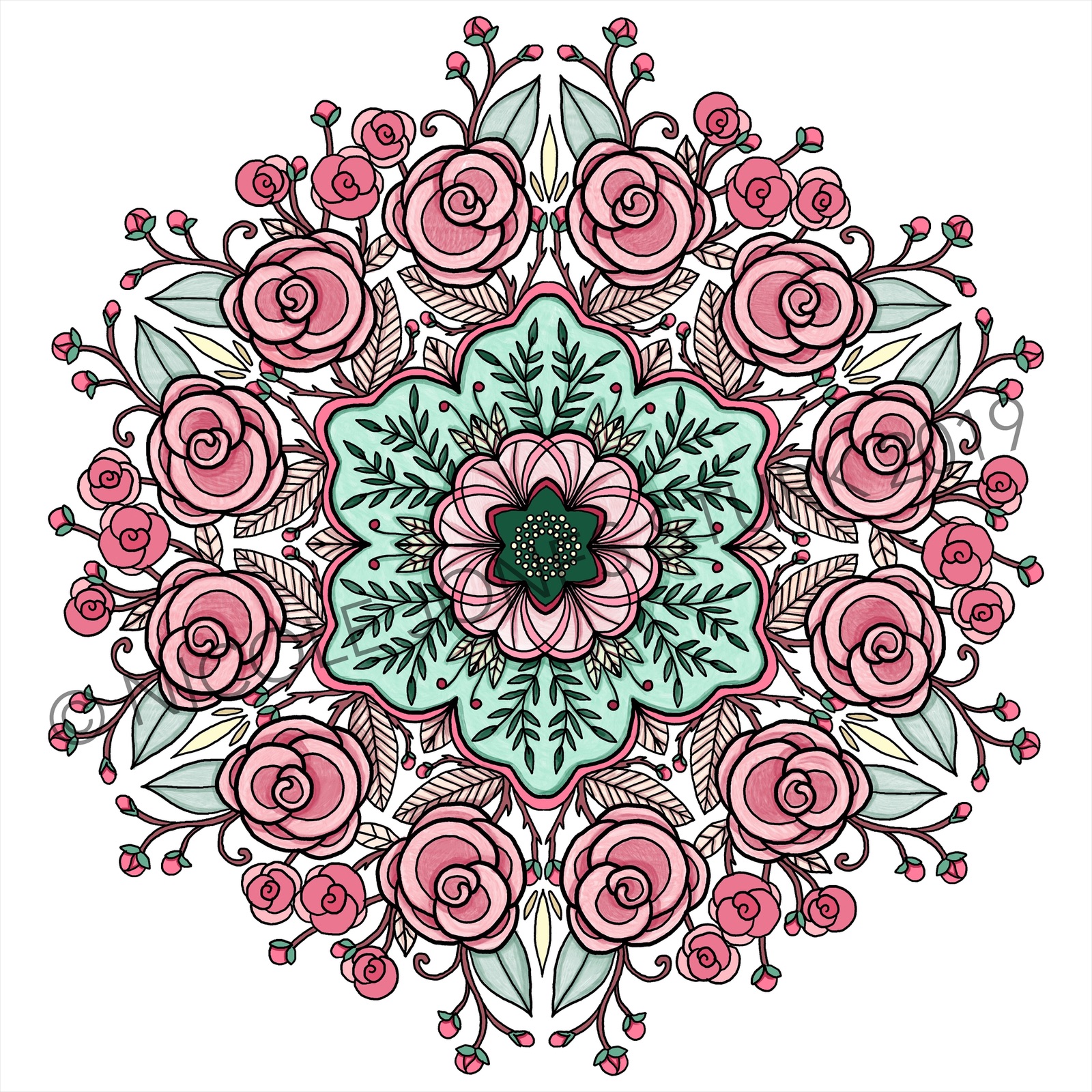 Flowers All Around: Beautiful Floral Mandalas for Coloring — Nicole