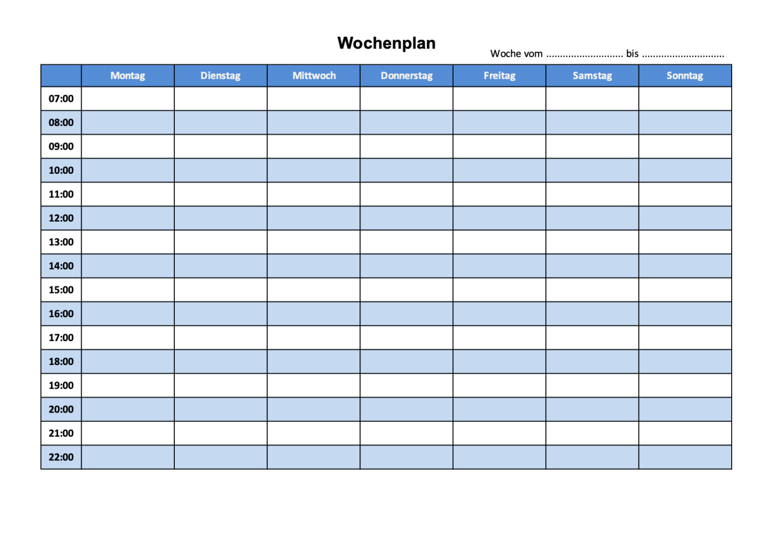 wochenplaner vorlage zum ausdrucken