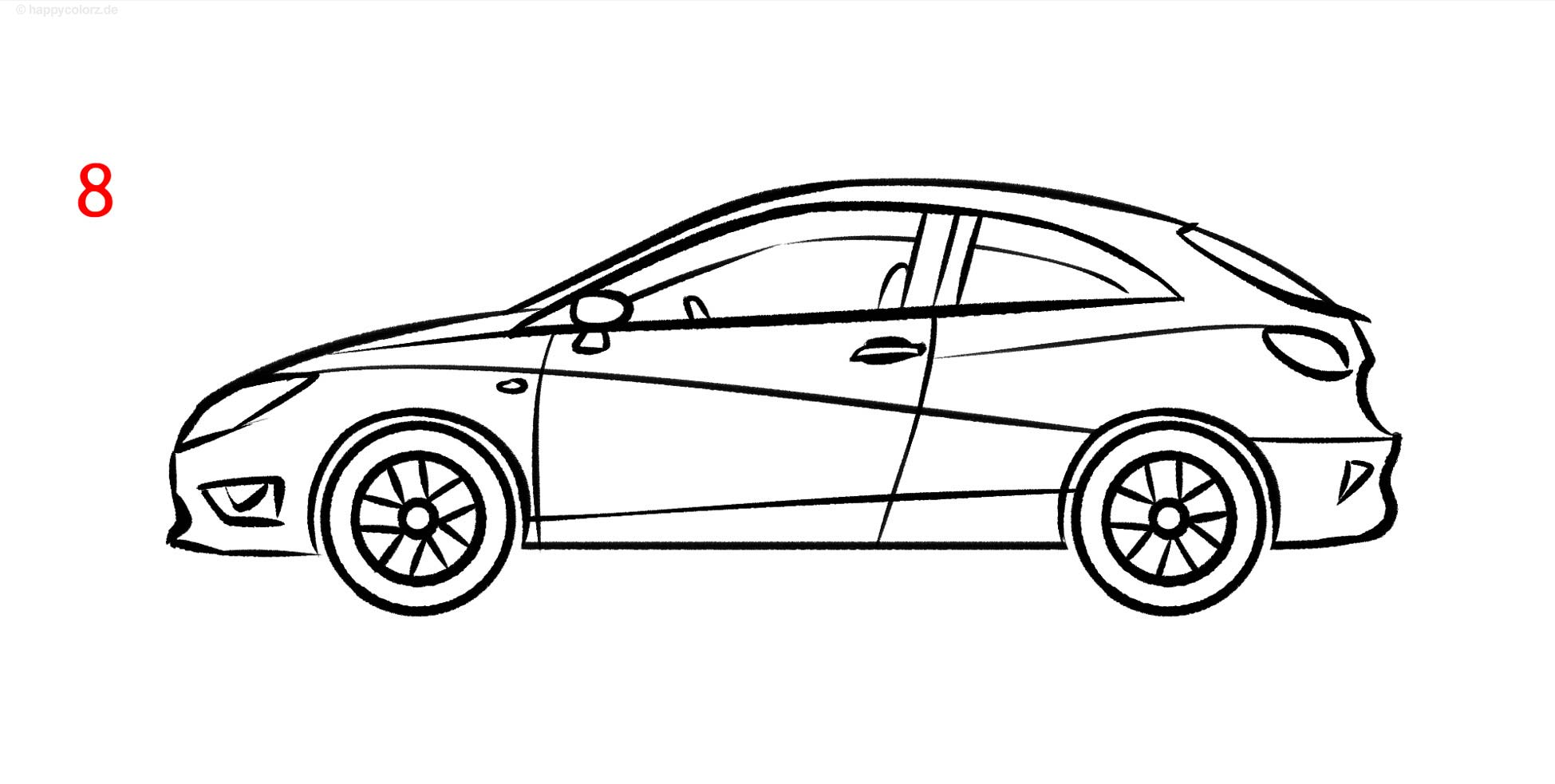 Auto zeichnen - Schritt-für-Schritt Anleitung mit Vorlage (Auto malen)