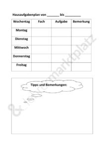 hausaufgabenplaner vorlage