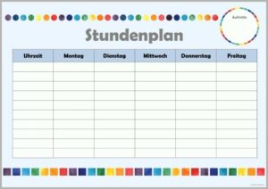 stundenplan vorlage mit uhrzeit