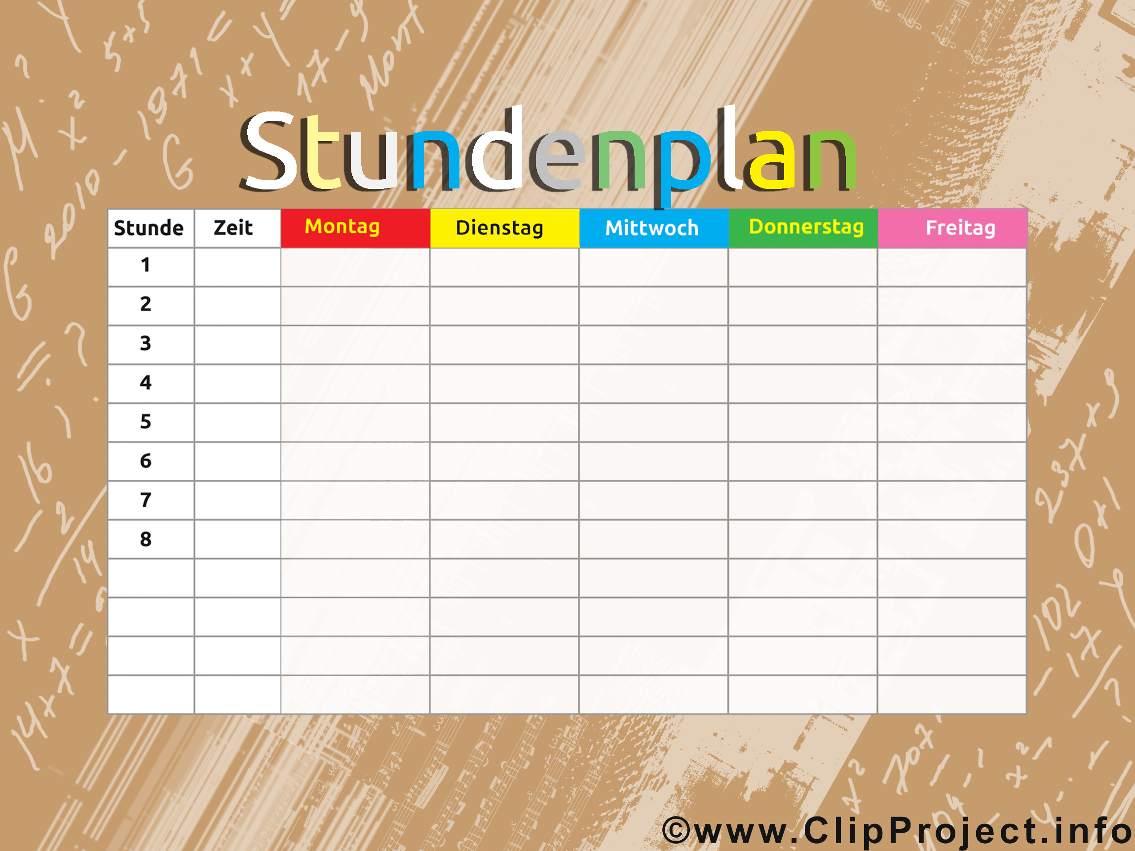 stundenplan vorlage zum ausfüllen