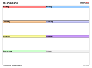 wochenplan leer zum ausdrucken kostenlos