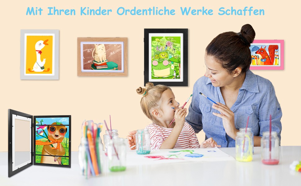 Lenugeo Bilderrahmen Für Kinderzeichnungen, DIN A4 Kunst Kinder Rahmen