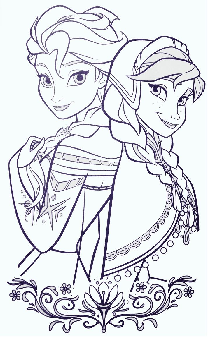 Elsa and ANna | Elsa coloring pages, Princess coloring pages, Frozen